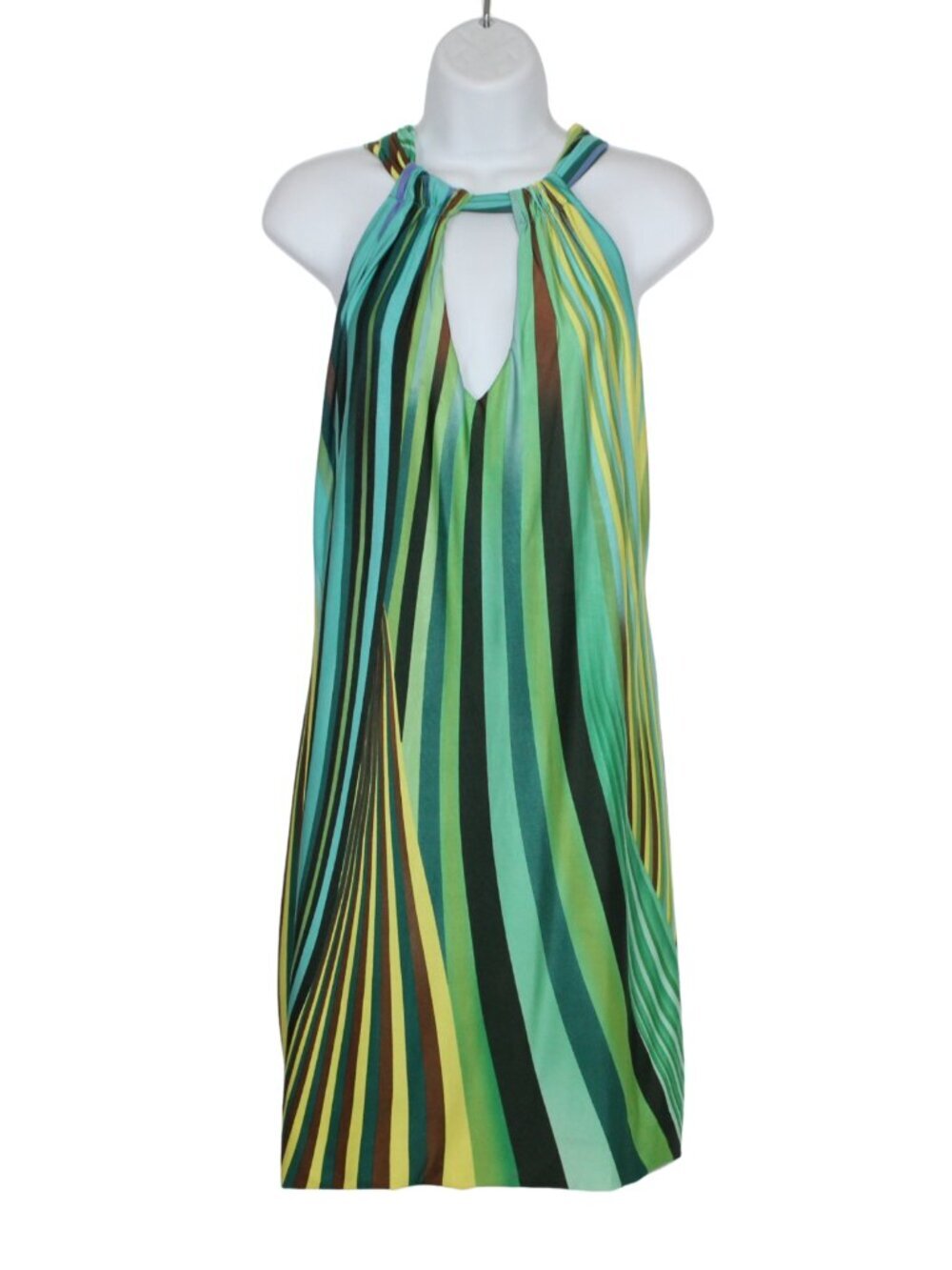 Y2K Lemon green striped bubble hem Brazil club wear beach swim cover up dress